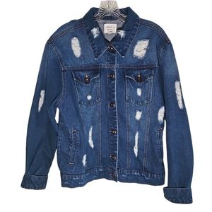 American Blue Womens Distressed Denim Jacket Size L
